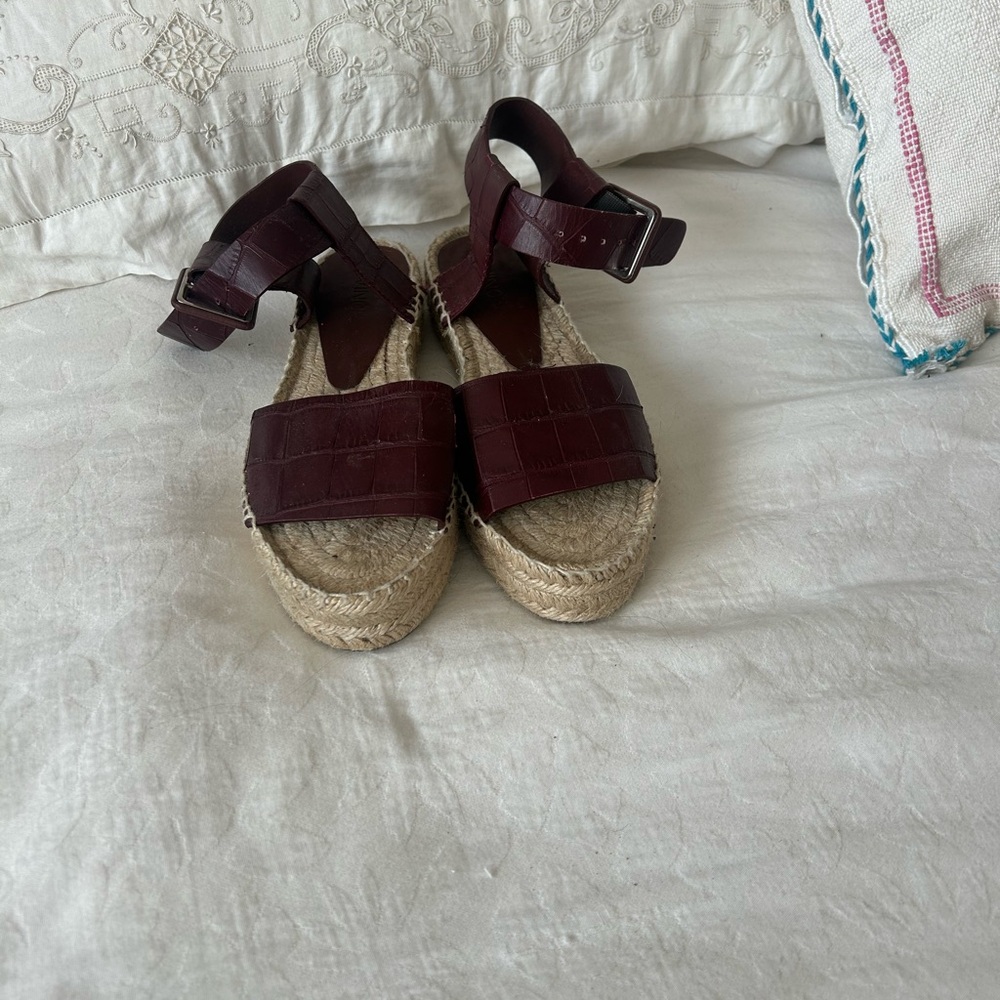Vince Burgundy Espadrille Sandals